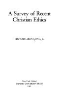 A survey of recent Christian ethics