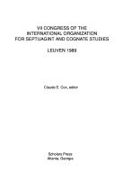 VII Congress of the International Organization for Septuagint and Cognate Studies, Leuven, 1989