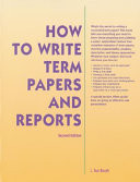 How to write term papers and reports